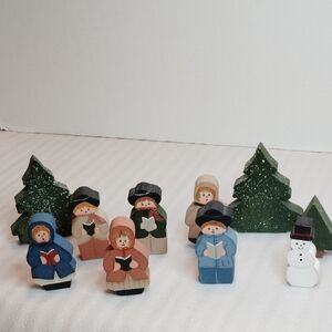 Wooden Christmas Carolers Set - Multicolor Handmade Set 10
